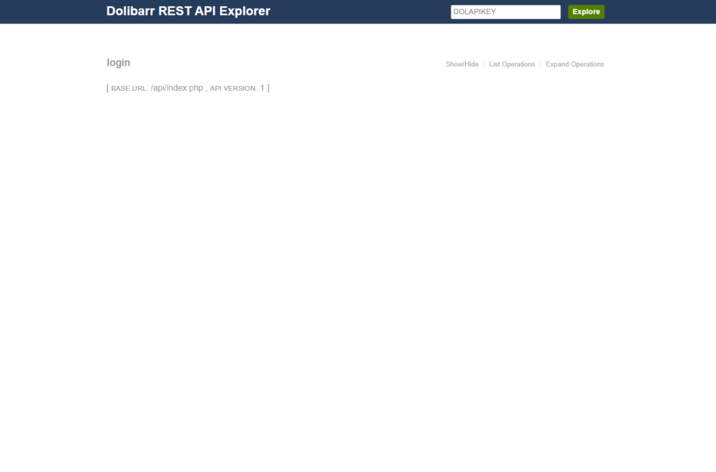 CHChat – API REST visible en el explorer Swagger de Dolibarr