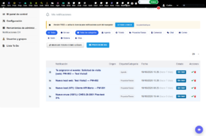 CHNotify – lista de notificaciones con filtros
